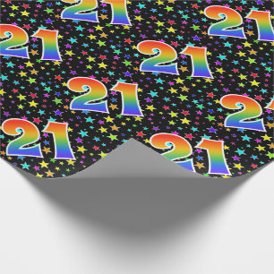 Colourful Stars + Rainbow Pattern "21" Event # Wrapping Paper