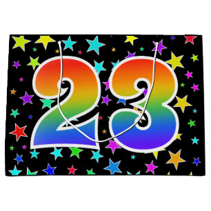Colourful Stars + Rainbow Pattern "23" Event # Large Gift Bag