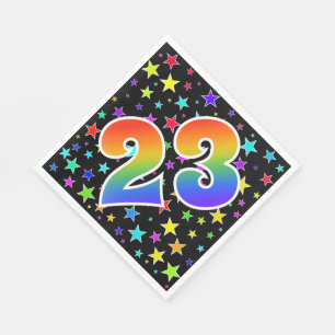 Colourful Stars + Rainbow Pattern "23" Event # Napkin