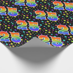 Colourful Stars + Rainbow Pattern "25" Event # Wrapping Paper