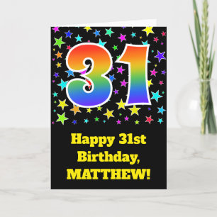 Colourful Stars + Rainbow Pattern "31" Birthday # Card
