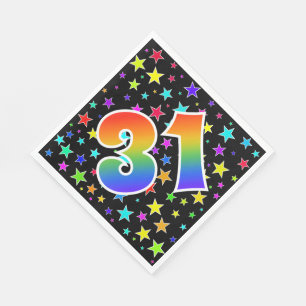 Colourful Stars + Rainbow Pattern "31" Event # Napkin