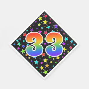 Colourful Stars + Rainbow Pattern "33" Event # Napkin