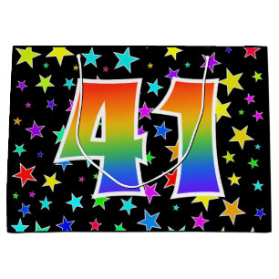 Colourful Stars + Rainbow Pattern "41" Event # Large Gift Bag