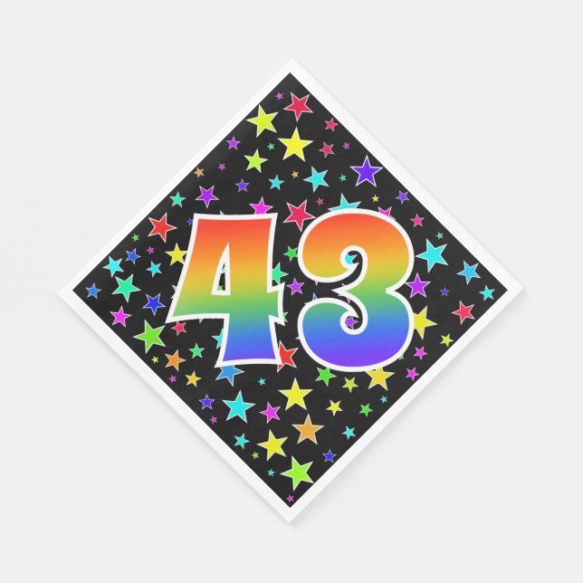Colourful Stars + Rainbow Pattern "43" Event # Napkin (Corner)