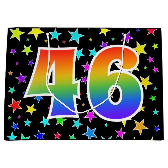 Colourful Stars + Rainbow Pattern "46" Event # Large Gift Bag (Front)