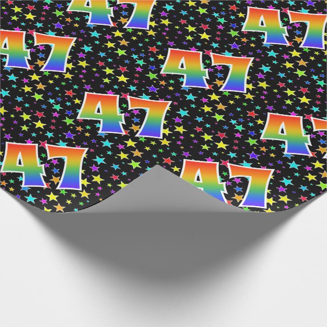 Colourful Stars + Rainbow Pattern "47" Event # Wrapping Paper (Corner)