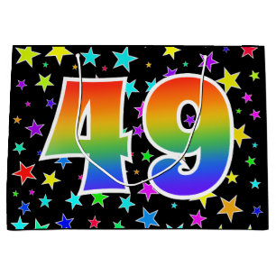 Colourful Stars + Rainbow Pattern "49" Event # Large Gift Bag