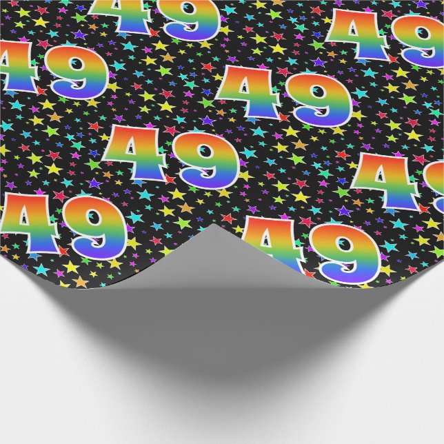 Colourful Stars + Rainbow Pattern "49" Event # Wrapping Paper (Corner)