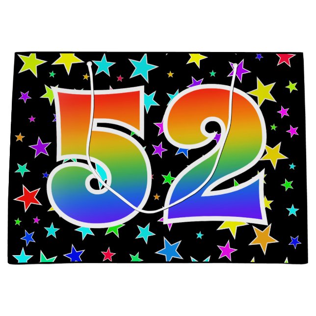 Colourful Stars + Rainbow Pattern "52" Event # Large Gift Bag (Front)