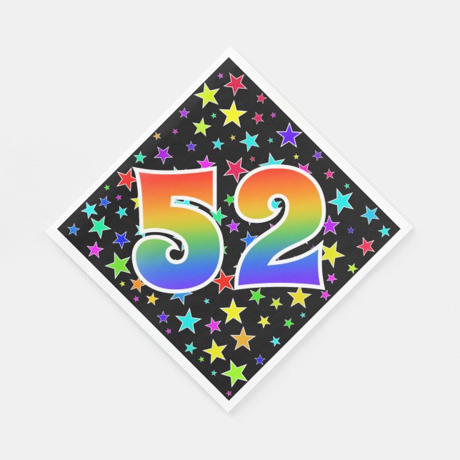 Colourful Stars + Rainbow Pattern "52" Event # Napkin (Corner)