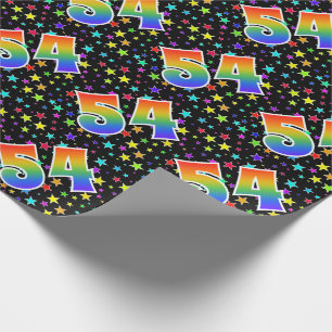 Colourful Stars + Rainbow Pattern "54" Event # Wrapping Paper