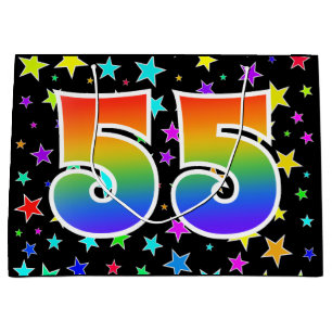 Colourful Stars + Rainbow Pattern "55" Event # Large Gift Bag