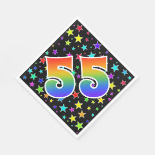 Colourful Stars + Rainbow Pattern "55" Event # Napkin