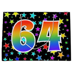 Colourful Stars + Rainbow Pattern "64" Event # Large Gift Bag