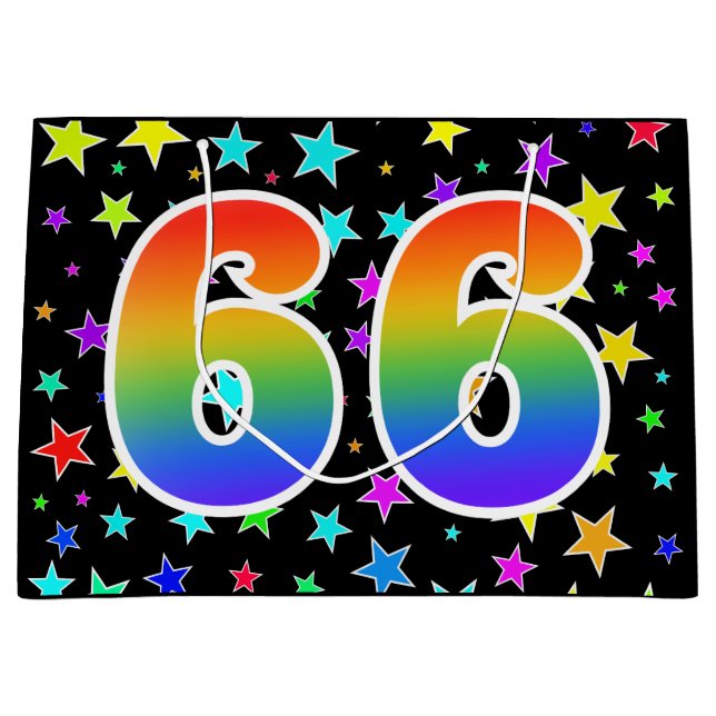 Colourful Stars + Rainbow Pattern "66" Event # Large Gift Bag (Front)