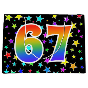 Colourful Stars + Rainbow Pattern "67" Event # Large Gift Bag