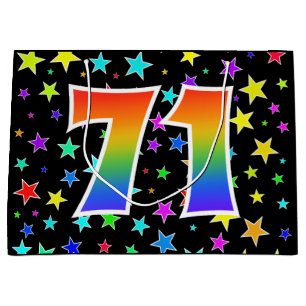 Colourful Stars + Rainbow Pattern "71" Event # Large Gift Bag