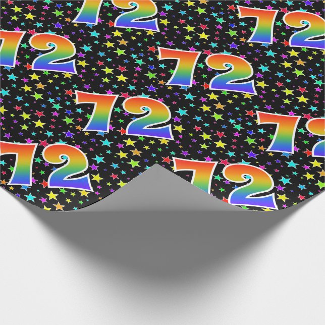 Colourful Stars + Rainbow Pattern "72" Event # Wrapping Paper (Corner)