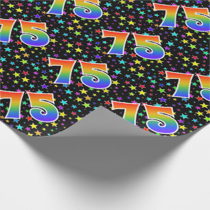 Colourful Stars + Rainbow Pattern "75" Event # Wrapping Paper
