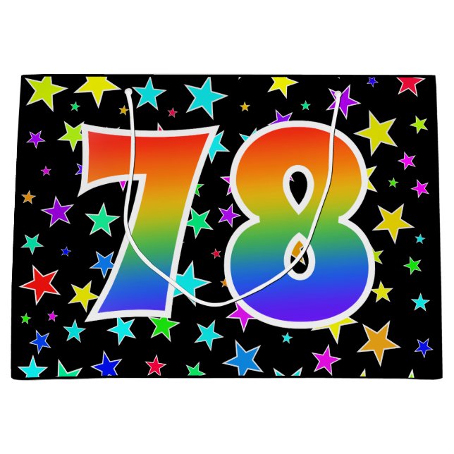 Colourful Stars + Rainbow Pattern "78" Event # Large Gift Bag (Front)