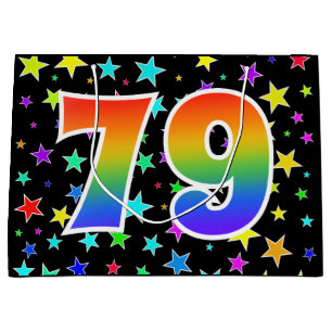 Colourful Stars + Rainbow Pattern "79" Event # Large Gift Bag