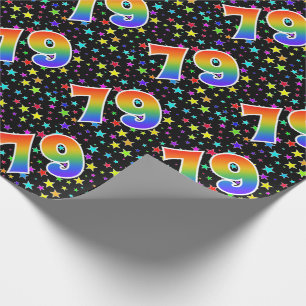 Colourful Stars + Rainbow Pattern "79" Event # Wrapping Paper