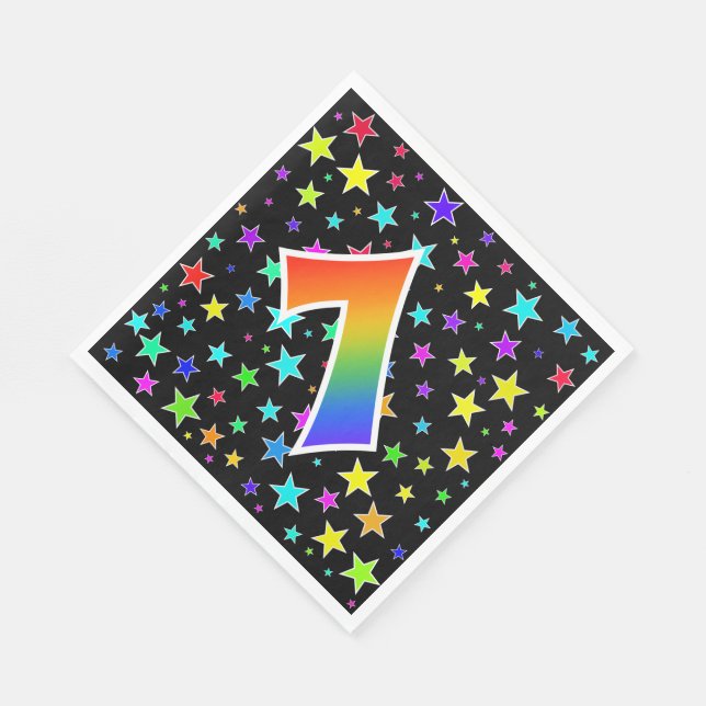 Colourful Stars + Rainbow Pattern "7" Event # Napkin (Corner)