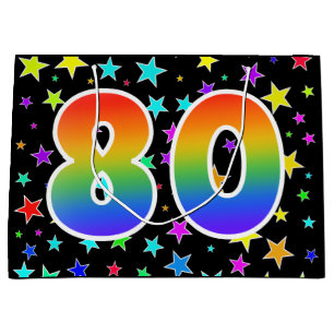 Colourful Stars + Rainbow Pattern "80" Event # Large Gift Bag