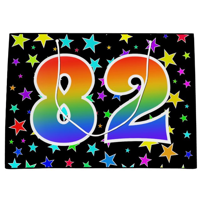 Colourful Stars + Rainbow Pattern "82" Event # Large Gift Bag (Front)