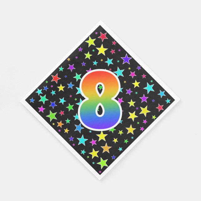 Colourful Stars + Rainbow Pattern "8" Event # Napkin (Corner)