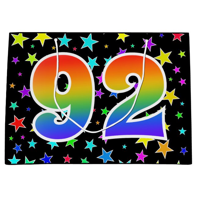Colourful Stars + Rainbow Pattern "92" Event # Large Gift Bag (Front)