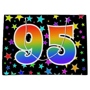 Colourful Stars + Rainbow Pattern "95" Event # Large Gift Bag