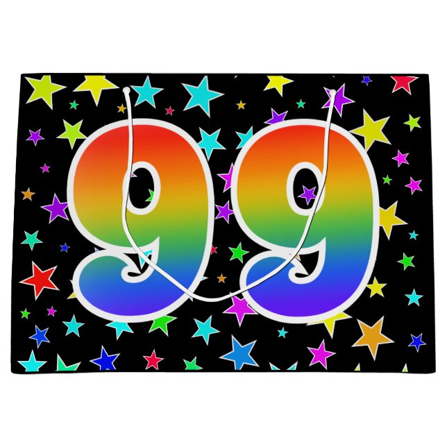 Colourful Stars + Rainbow Pattern "99" Event # Large Gift Bag (Front)