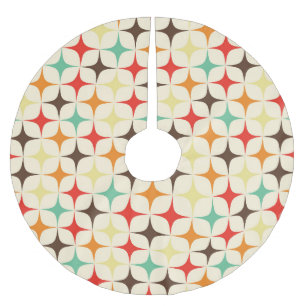 Colourful Stars Retro Geometric Pattern Brushed Polyester Tree Skirt