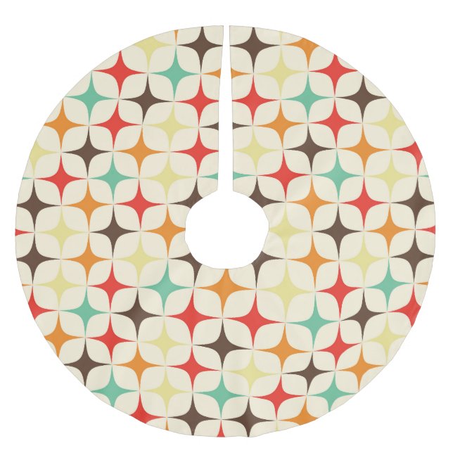 Colourful Stars Retro Geometric Pattern Brushed Polyester Tree Skirt (Front)