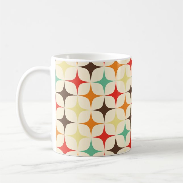 Colourful Stars Retro Geometric Pattern Coffee Mug (Left)