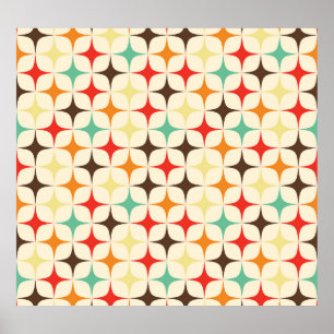 Colourful Stars Retro Geometric Pattern Poster