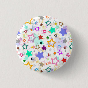 Colourful Stars White 3 Cm Round Badge