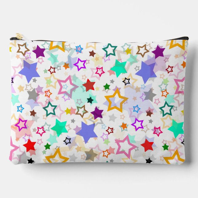 Colourful Stars White  Accessory Pouch (Front)