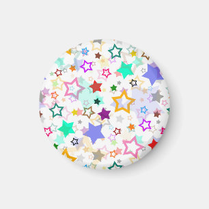 Colourful Stars White Magnet