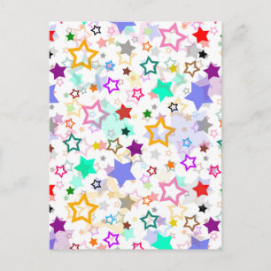 Colourful Stars White Postcard
