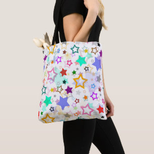 Colourful Stars White  Tote Bag