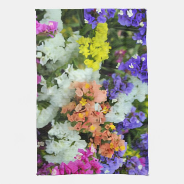 Colourful Statice Tea Towel (Vertical)