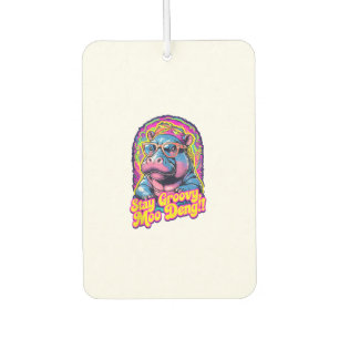 Colourful Stay Groovy Moo Deng Pygmy Hippo Design Car Air Freshener