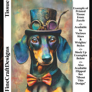 Colourful Steampunk Dog In Bow Tie DK7R Decoupage Tissue Paper