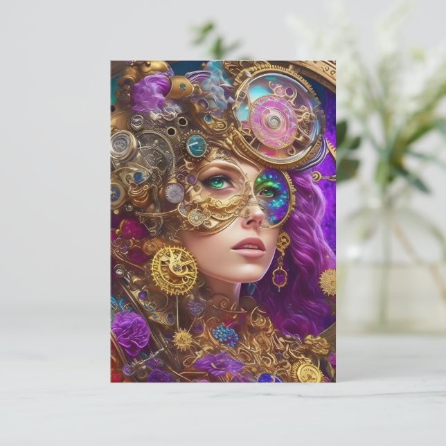Colourful Steampunk Flat Thank You Card (Standing Front)