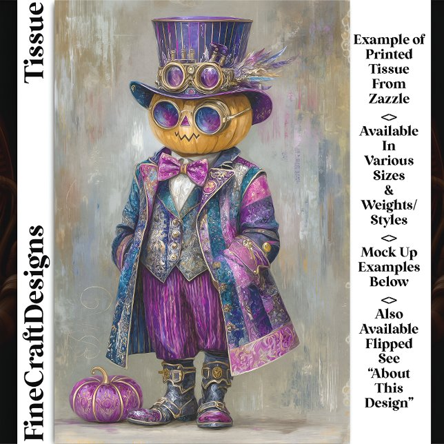Colourful Steampunk Pumpkin Man Art DM8L Decoupage Tissue Paper (Creator Uploaded)