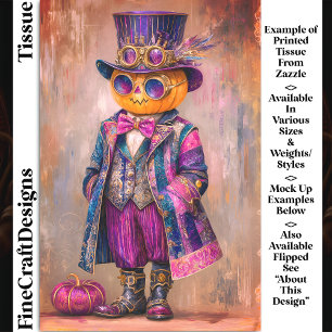 Colourful Steampunk Pumpkin Man Art DM8LF Decoupag Tissue Paper