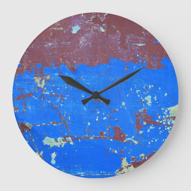 Colourful steel rust: abstract texture large clock (Front)
